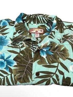 Caribbean Joe Mint Green & Teal Floral Camp Shirt